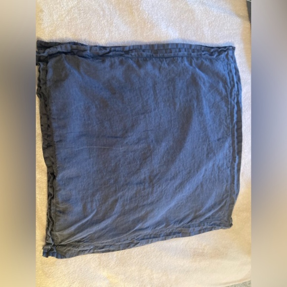 Pottery Barn Blue Gray 100% Linen Hemstitch Euro Pillow Shams Set of 2 26x26